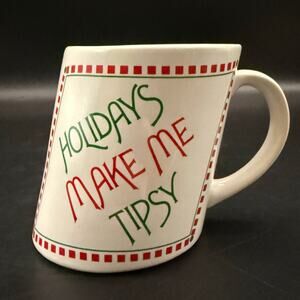 Vintage Christmas Papel Mug Slants “Holidays Make Me Tipsy” Ceramic Mug Cup